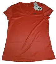 NEW Women's ADIDAS Performance Workout Casual ClimaLite V-Neck T Shirt L Pink
