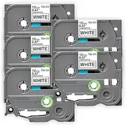 ExtraPrint 5 Pack Compatible Label Tape Replacement for Brother TZe-231 TZ231, 12mm x 8m - Black on White Label Tape for Brother P-Touch PT9800PCN PTD600 PTD800W PTE550WVP PTP700 PTP710BT PTP750W