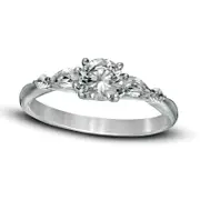 1.0 CT. T.W. Round and Pear-Shaped Natural Diamond Five Stone Engagement Ring in Solid 14K White Gold