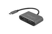 StarTech.com USB C to VGA and HDMI Adapter - Aluminum - USB-C Multiport Adapter - 6 in / 15.24 cm Built-In Cable - USB C multipo
