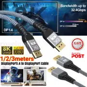 Display Port Cable 8K DP to DP Cable DisplayPort 1.4 Male to Male Cord 1M 2M 3M