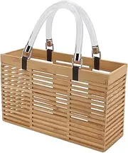 Yomiyuyr bamboos Bag, Item Storage bamboos Handbag, Elegant Appearance Straw Purse, with bamboos and Acrylic Material, for Shopping, Parties, 1 Piece