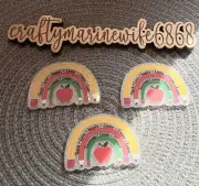 Rainbow teacher apple badge flatbacks
