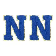 Chenille Letter Patches 2.2" Letter N Embroidered Patch (Blue, Pack of 2)