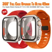 For Apple Watch Band SE 8 7 6 5 4 40/45mm Upgrade Ultra 49MM Case+Silicone Strap