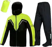 [VIKAMAKA] Waterproof Rain Suit for Men,Lightweight Rain Jackets and Pants Portable Reflective for Motorcycle Cycling Rain Gear