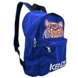 【KENZO】經典大刺繡虎頭LOGO厚尼龍手提旅用包後背包(藍/橘 大款)