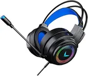 Wired Gaming Headset with RGB LED Lights Over Ear Ear Pads Speaker for Flexible Microphone for Gaming