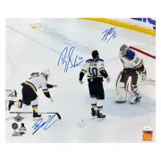 Jordan Binnington, Brayden Schenn & Schwartz STL Blues Autographed 16x20 JSA