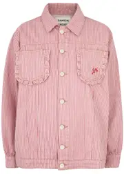 Damson Madder Frilly Striped Denim Jacket - Pink - 16 (UK16 / XL) 16 (UK16 / XL)