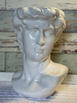 Michelangelo's David Bust Ceramic Planter - Greek Roman Style Vase Ivory NEW