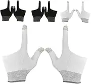 CHILDWEET 4 Pairs Graphene Touch Sensitive Gaming Gloves Two Finger Design for Enhanced Touch Control Comfortable Fit for Mobile Gaming Billiards Antislip Performance for Competitive Play