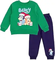 [Bluey] Halloween Christmas Fleece Sweatshirt and Jogger Pants Outfit Set Toddler to Big Kid Sizes (2T - 10-12)