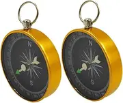 Abaodam 1 Pair Compass Keychain Compass for Hiking Compass Backpacking Compass Outdoor Compass Handheld Compass Camping Compass Vehicle Compass Portable Compass Golden Aluminum Alloy