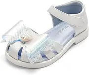[Balabala] Girl Flats Sandals Princess Dress Shoes Sparkle Bow Shells Girls Shoes for Prom Party Wedding Toddler Little Kid Hook and Loop