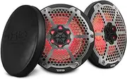 DS18 NXL-8M/BK Matte Black Marine Speaker - 8", 2-Way, 375W Max, 100% UV Stable, IP65 Marine Grade Specs, 4 Ohms, Integrated RGB LED Lighting - for All Elements, UTV, ATV & Jeeps (2 Speakers)
