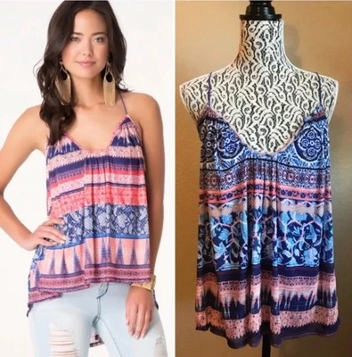 NWT Bebe Printed Crossback Mesh Tank Size S $69 Retail