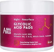 ANAiRUi Glycolic Acid Peel Pads 80 Count Face Pads with Vitamins B5, C & E, Witch Hazel, Calendula, AHA Resurfacing for Face Dark Spots, Acne and Reduces Fine Lines, Wrinkles