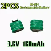2PCS 3.6V Rechargeable 160MAH Battery Ni-MH With 2 Pins/Tabs For PLC Data Backup