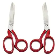 2 Pcs Of Tailor Tailoring Sewing Heavy Duty Scissors 7" Red Handle