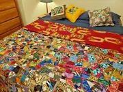 Handmade African Patchwork Crazy Quilt 80" x 80" Extra Large King Size, CHARITY!