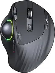 ProtoArc Wireless Bluetooth Trackball Mouse, EM01 2.4G RGB Ergonomic Rechargeable Rollerball Mice with 5 Adjustable DPI, 3 Device Connection&Thumb Control, for PC, iPad, Mac, Windows-Black