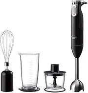 Panasonic Stainless Steel 3-in-1 Stick Blender, Chopper and Whisk, Easy to Grip Handle, Powerful 600W Motor, Wall Bracket Inc, Black/SS (MX-SS1BST)