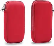 5.4 inch Neoprene Phone Sleeve,Universal Pouch Pouch Sleeve Neck Bag with Zipper Compatible with iPhone 12 Mini/13 Mini/SE 2020/11Pro/XS/X/8/6,W Neck Strap(Red)