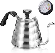 Aicharynic Gooseneck Kettle, 1200 ml / 40 oz Stainless Steel Kettle, Coffee Pot, Kettle, Gooseneck with Thermometer for All Hob Types, Durable and Easy to Clean