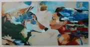 Modern Wolf Woman Canvas Print Hand Retouched Made In Italy