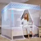 Square Mosquito Net with Stainless Steel Bracket Single Double Queen Bed Canopy