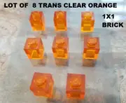 LEGO Lot of 8 Trans Clear Orange 1x1 Brick Building Brick Part Block Disney