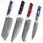 4Pcs TURWHO Chef Utility Knife Japan VG10 Damascus Steel Kitchen Santoku Cleaver
