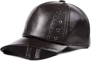 [HAMKVBPR] Men's Leather Hat Casual Baseball Cap Tongue Hat Outdoor Sun Hat Autumn and Winter(Brown)