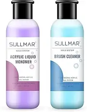SULLMAR Acrylic Monomer Liquid 75ml 2.5FL.OZ & Nail Brush Cleaner 75ml 2.5FL.OZ for Acrylic Nails
