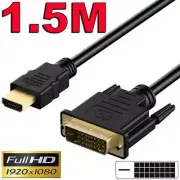 1.5m Gold HDMI to DVI-D 24+1 Pin Digital Cable Lead HDTV BluRay PS3 Xbox 360 TV