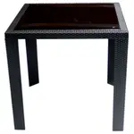 伯納德塑膠玻璃方桌 黑色款 80X80X74CM