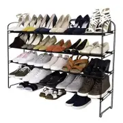 Expandable and Adjustable Shoe Rack Organizer, for Bedroom, 4-Tier Black