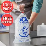 (1000-Pack) 8 lbs. Clear Printed Wicketed Ice Bag with Handle Twist Ties Wicket