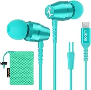 [Ludos] OMNITONE USB C Headphones, 5 Years Warranty, USB-C Earbuds for iPhone 16 15 Pro Max Plus Samsung Galaxy S24 S23 Ultra S22 S21 FE S20 Z Flip 3 Fold 4 A53 A54, USB Type C Earphones - Turquoise
