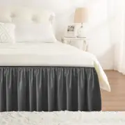 Dark Grey Bed Skirt for Queen Size Beds & Matresses Wrap Around Elastic Dust ...