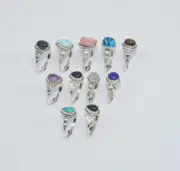 WHOLESALE 11PC 925 SOLID STERLING SILVER BLACK ONYX ANDMIX STONE RING LOT O476