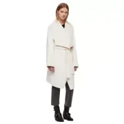 NWT $550 AllSaints Adalee Wool Blend Wrap Coat White Sz S
