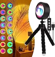 Sunset Lamp, [17 Colors-in-1] Sunset Projection Lamp, 360° Rotation Sunset Projector Lamp Romantic Visual LED Projector Light for Photography Vlog, Background Party, Bedroom Decor and Festival Gift