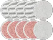 10-Pack Washable & Reusable Replacement Pads for Bissell Spinwave 2124, 2039, 2037 Series Powered Hard Floor Mop (2 Soft Pads + 4 Scrubby Pads + 4 Heavy Orange Pads)