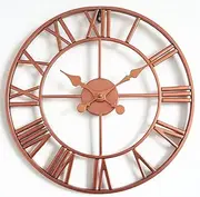 Outdoor Garden Wall Clock, Large Retro Roman Numerals Garden Clock Open Face Wrought Iron Waterproof Outdoor Clock Indoor Outdoor Decoration Outside Clock Mute Quartz Wall Clock,Ro