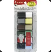 Sewing Kit, 3 Needles, Threader & 12 Polyester Thread Spools, Assorted Colors