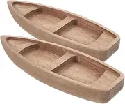 OHPHCALL Unique Decorative Sailboat Canoe Model Wooden Toy Boat for Fairy Garden Artistic Home Accessory