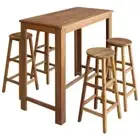 Wooden Bar Table & Stool Set Rustic Design Home Cafe Furniture Weatherproof