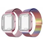2 Pack Rainbow & Rose Gold Mesh Band W/ Screen Protector Case For Apple iWatch